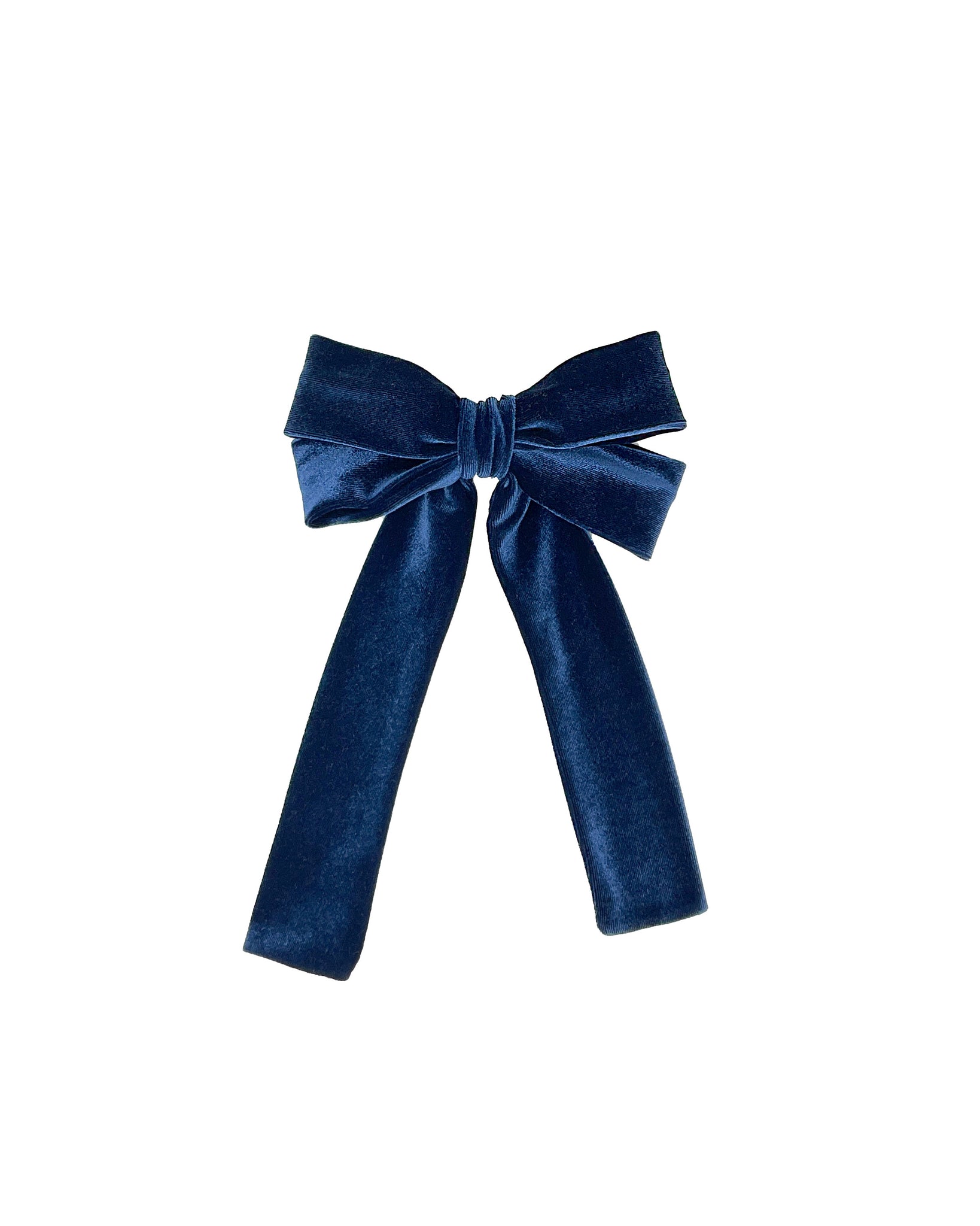 Midnight blue velvet double bow barrette