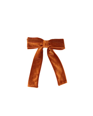 Rust color velvet bow barrette