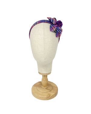 Violet tartan flower hairband