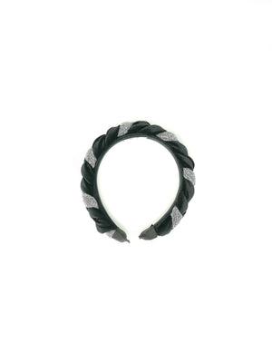 "Frida" black velvet and dark silver lurex hairband
