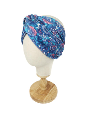 Light blue paisley patterned velvet headband