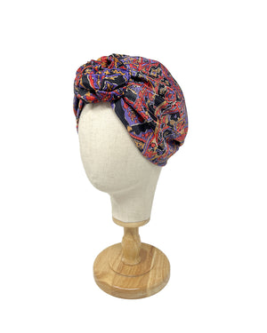 Black and red paisley patterned "Rachel" turban