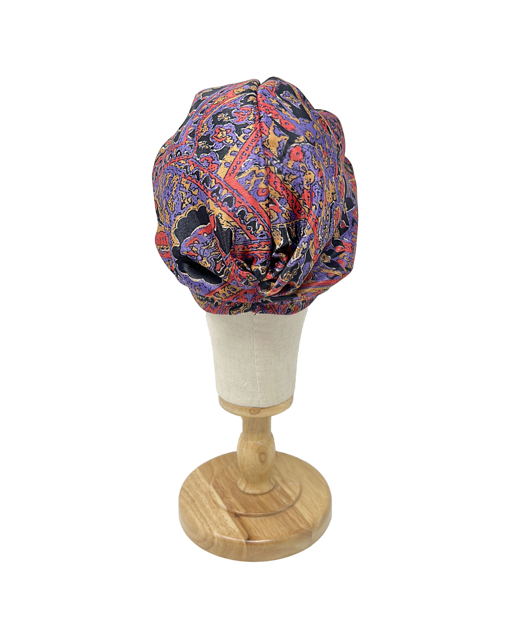 Black and red paisley patterned "Rachel" turban