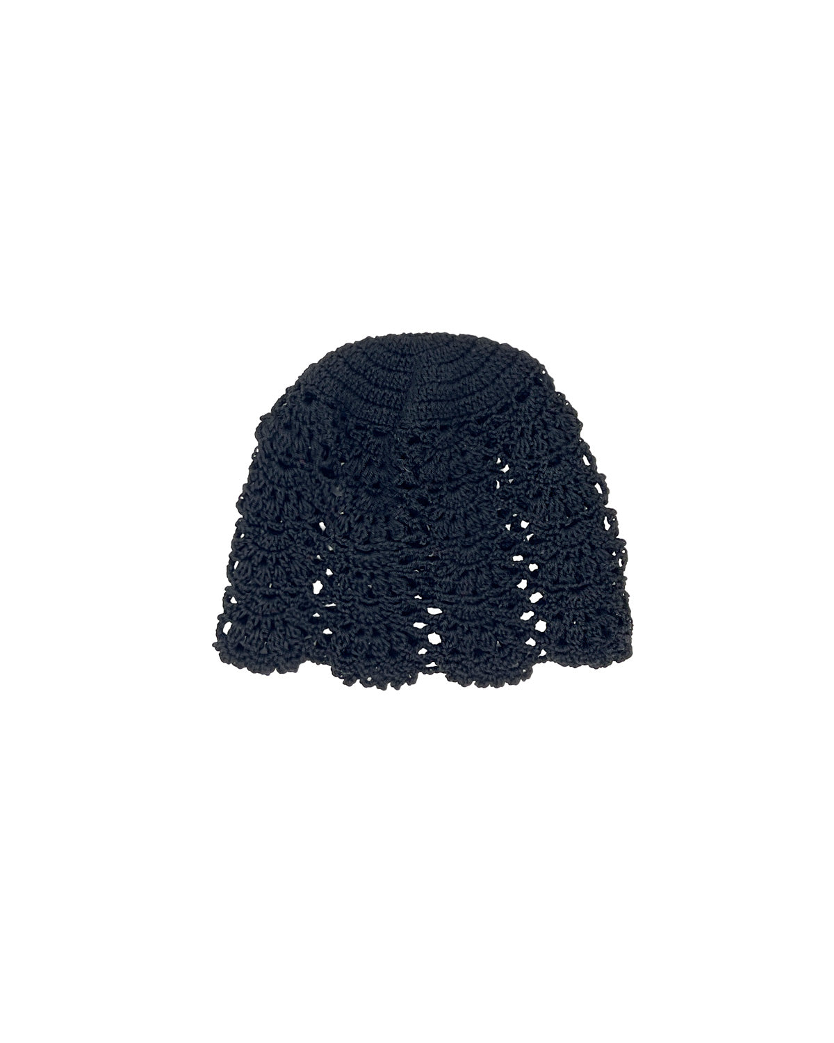 Black cotton crocheted bonnet hat