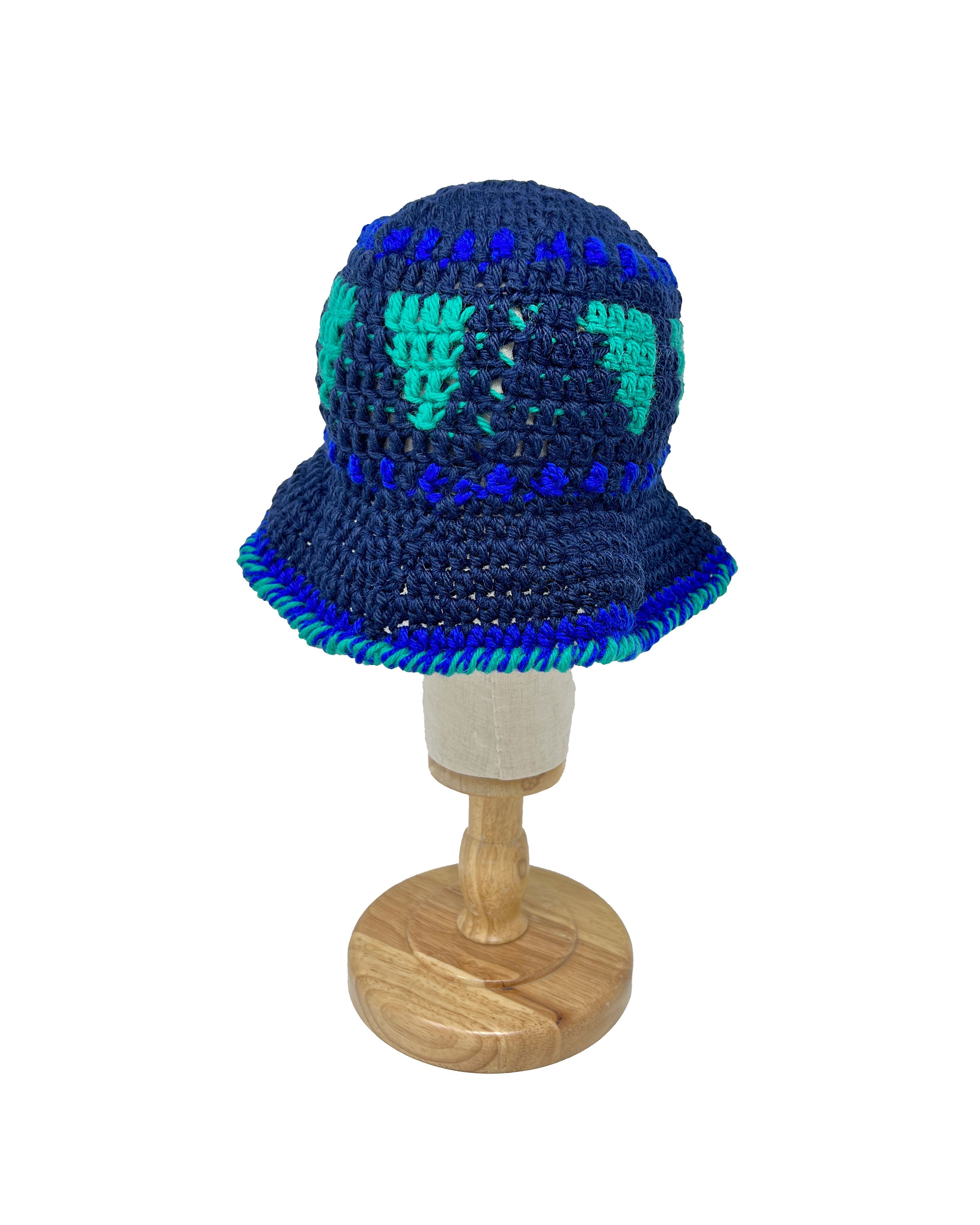 Handcrafted Kids Crochet Hat - Navy and Green Children main image 2