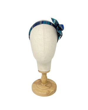 Blue tartan flower hairband