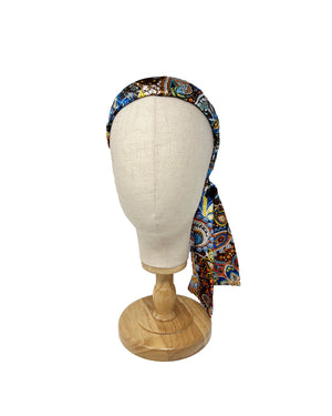 Brown pailsley patterned satin foulard hairband