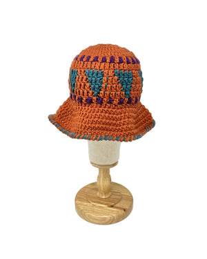 Crocheted Copper-coloured wool bucket hat