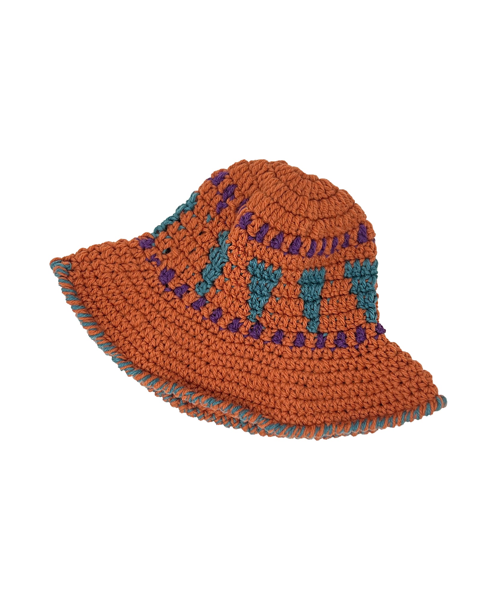 Crocheted Copper-coloured wool bucket hat