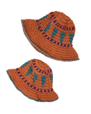 Copper-coloured wool bucket hat mother/daughter set