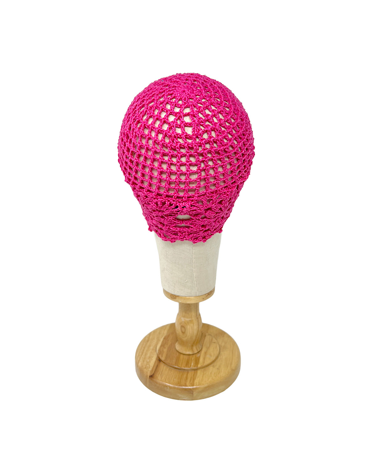 Fuxia cotton crocheted bonnet hat