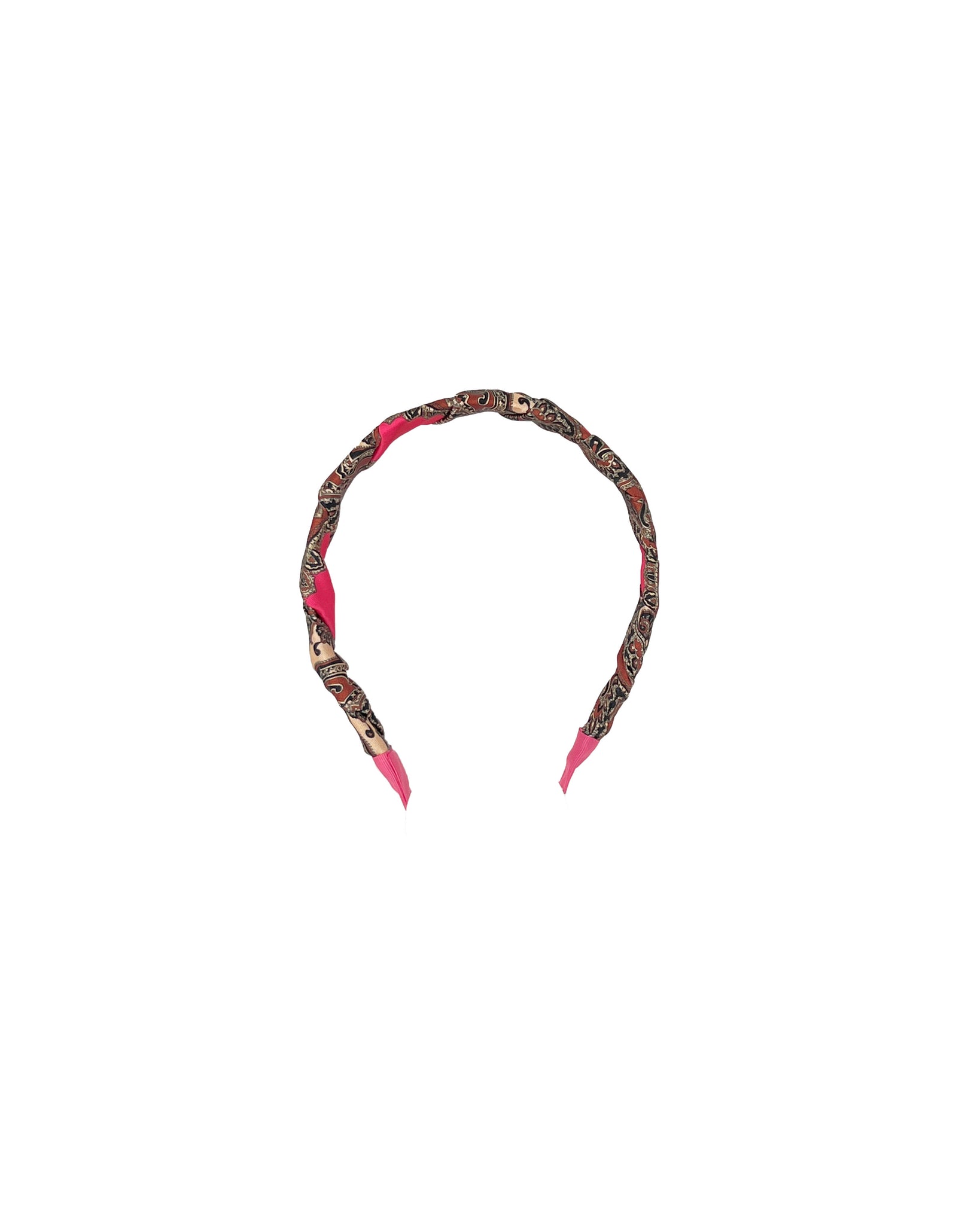 Fuxia paisley pattern satin hairband