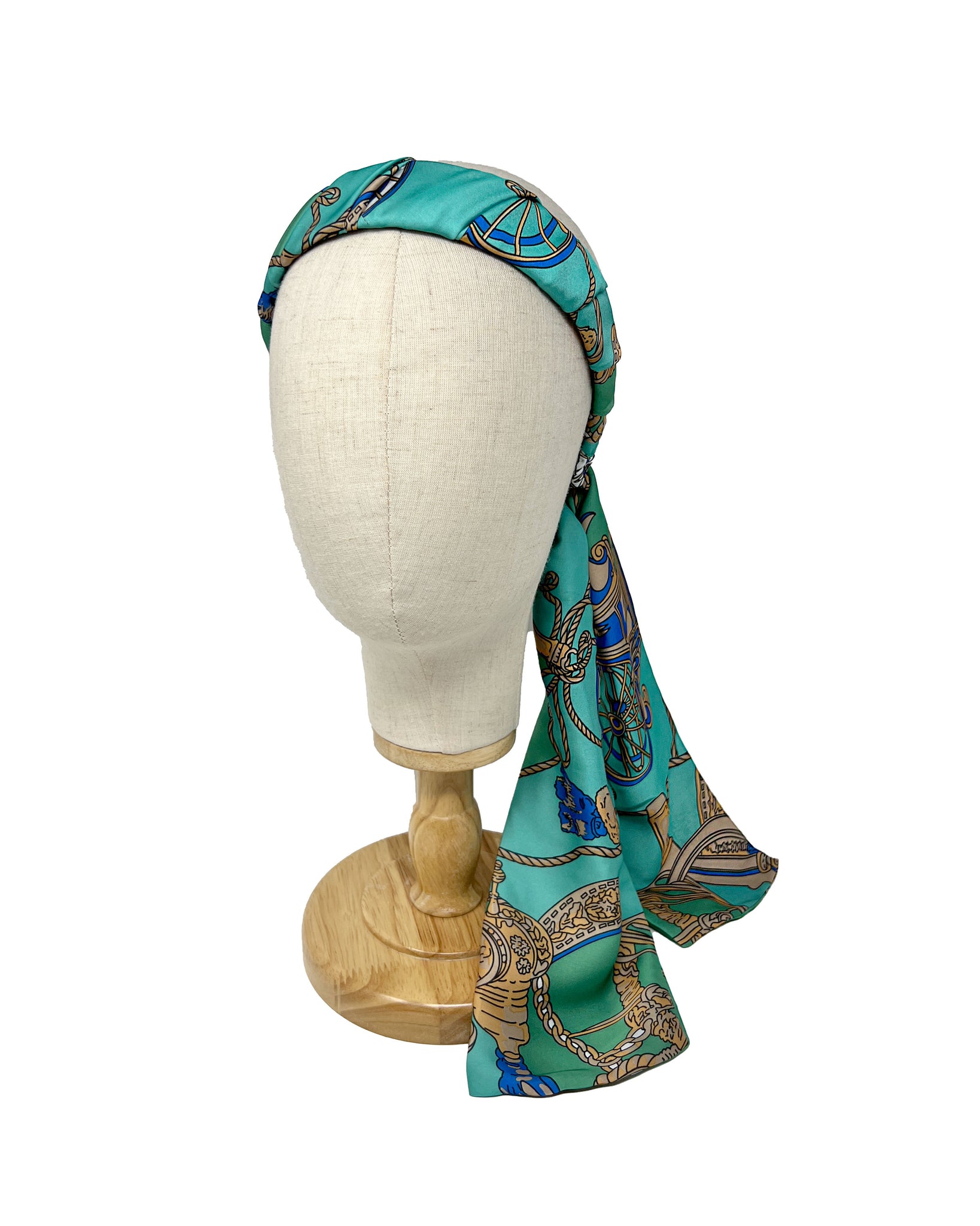 Green pattern foulard hairband
