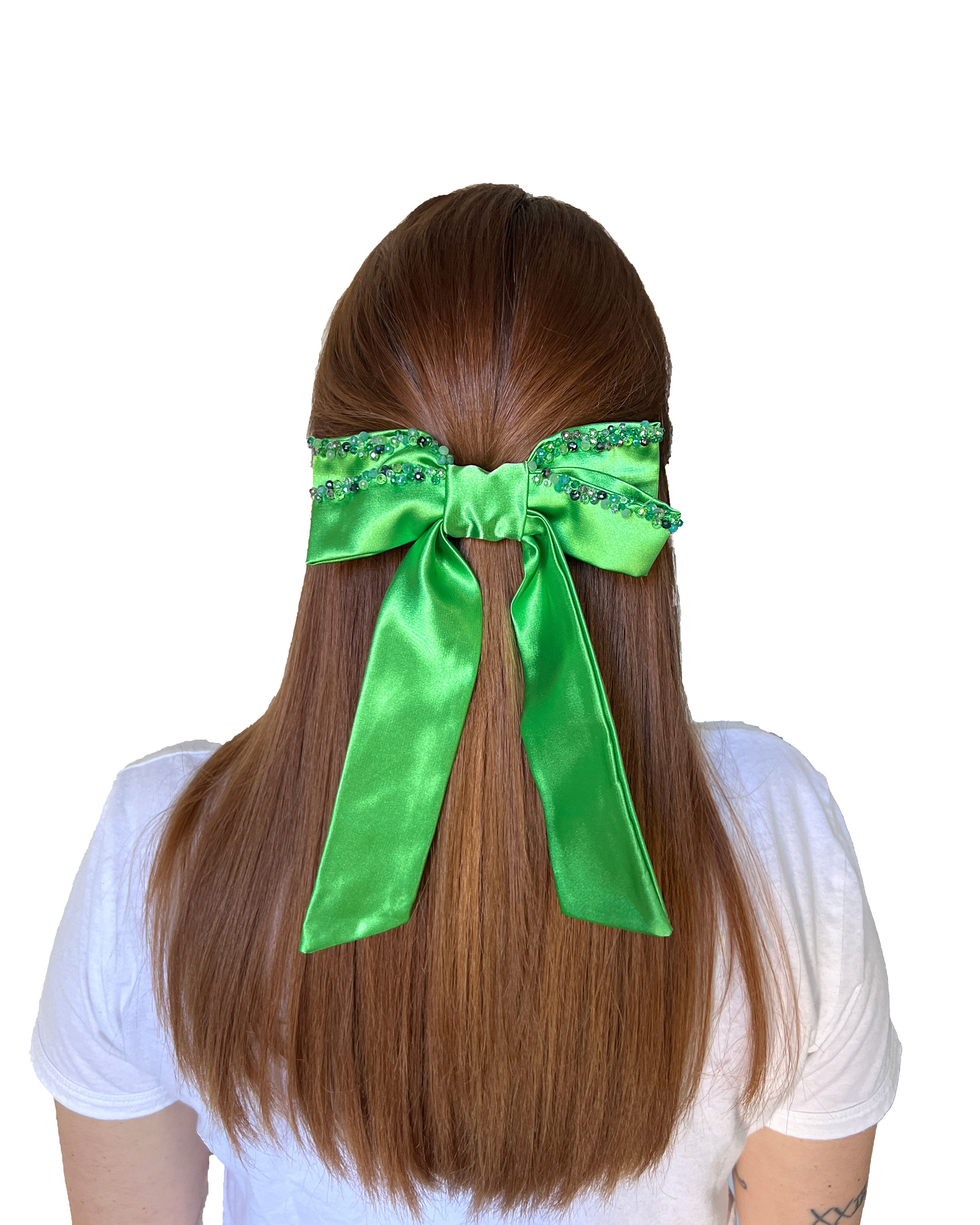 Handmade Embellished Lime Green Bow with Crystals Headband Lime Green Sparkle Headband - Etsy main image 4