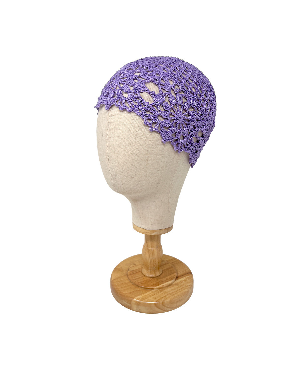 Lilac cotton crocheted bonnet hat