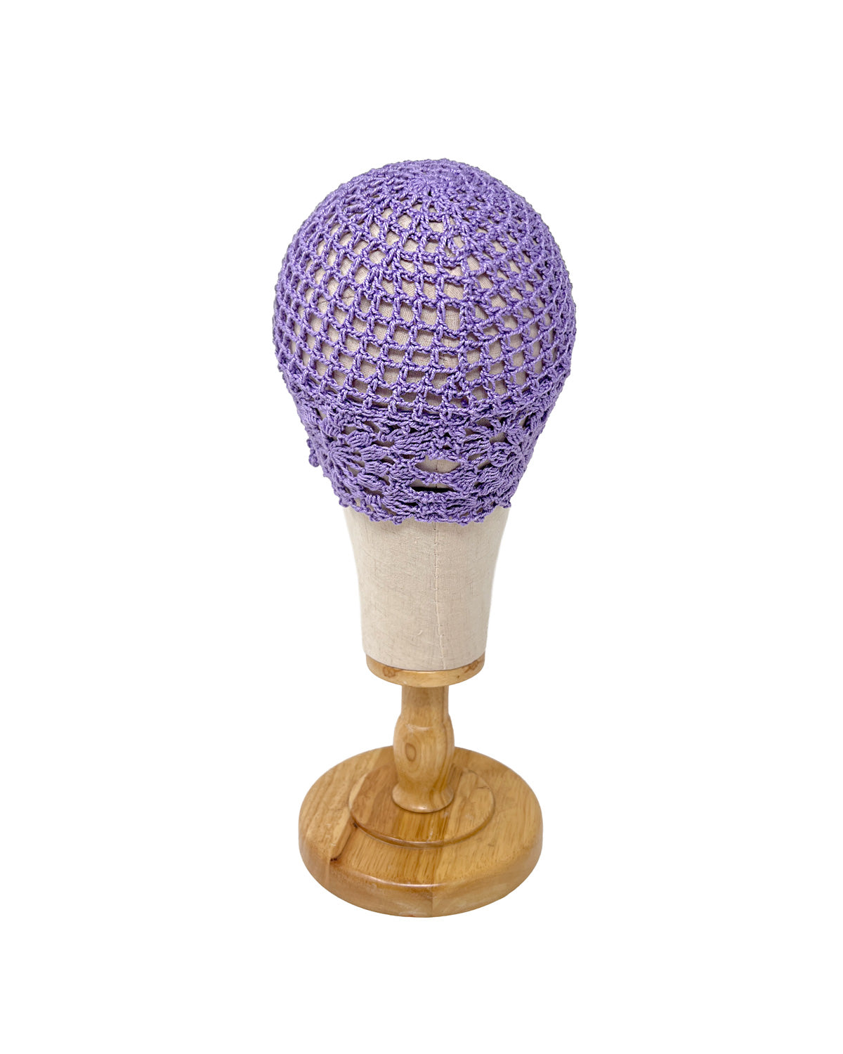 Lilac cotton crocheted bonnet hat