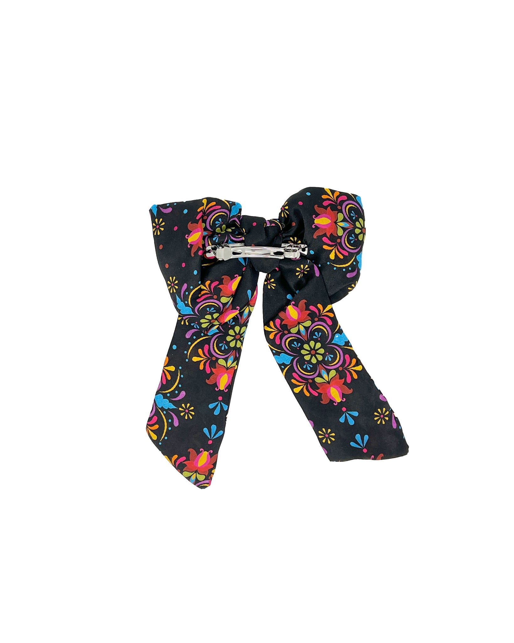 Mexican patterned silk bow barrette