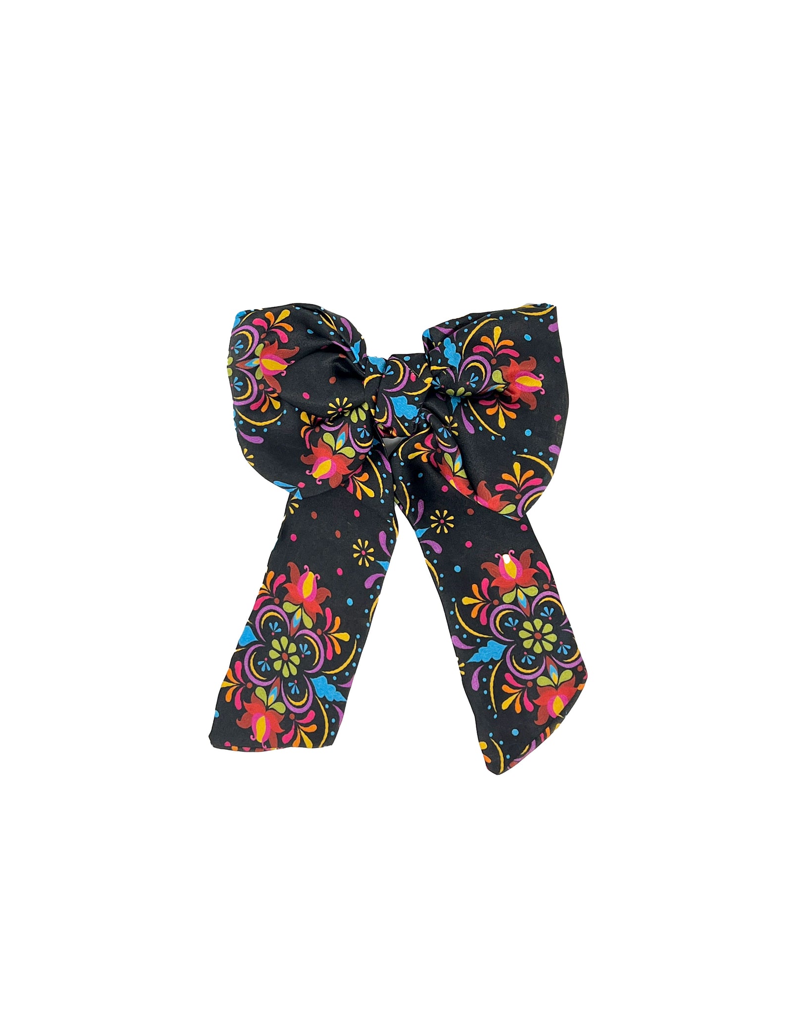 Mexican patterned silk bow barrette
