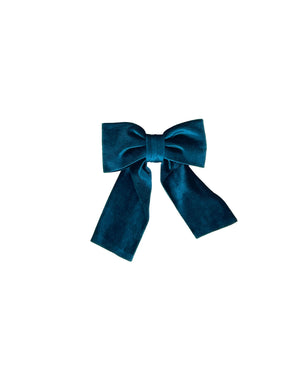 Octanium blue velvet bow barrette