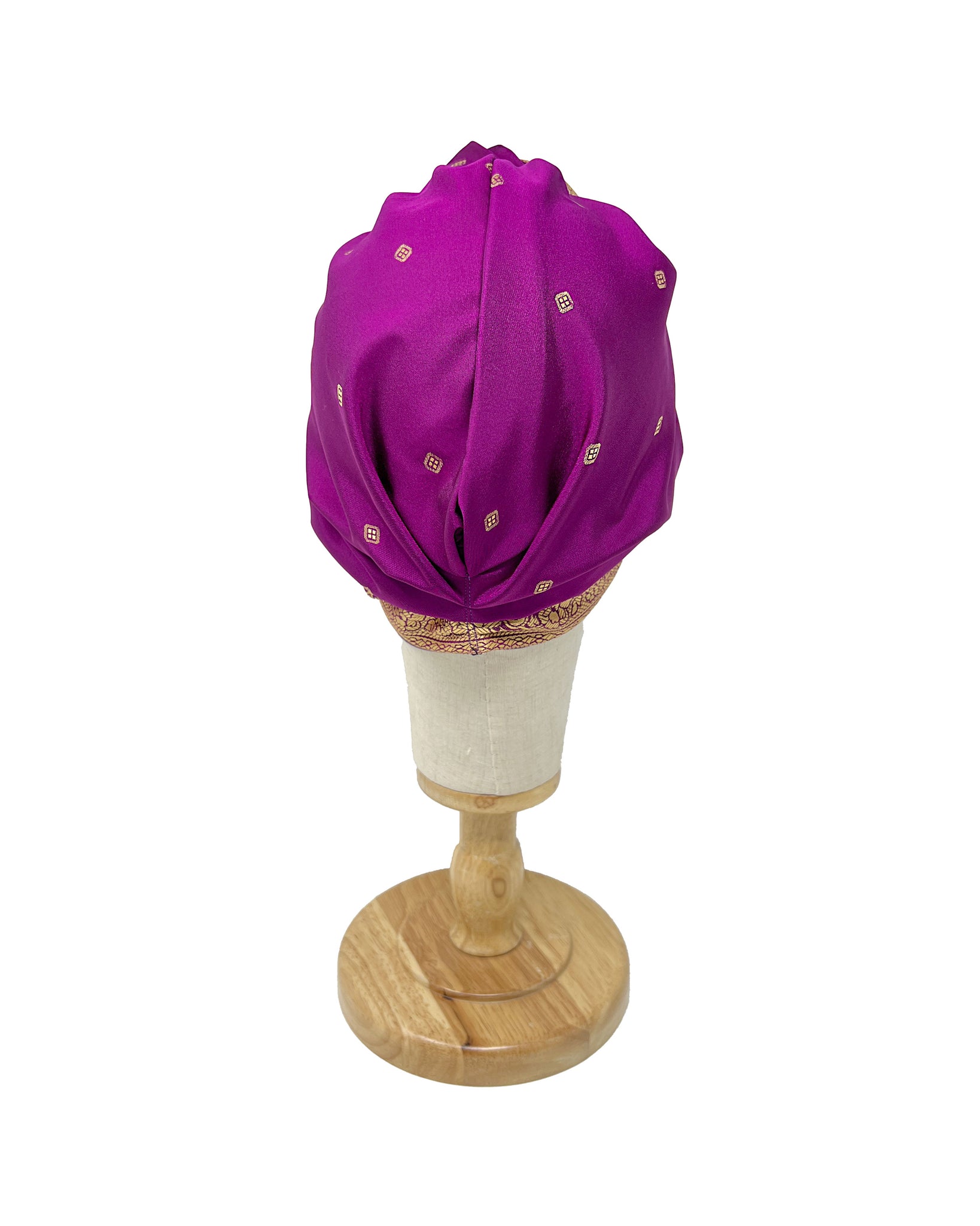Purple and gold silk devoré "Rachel" turban