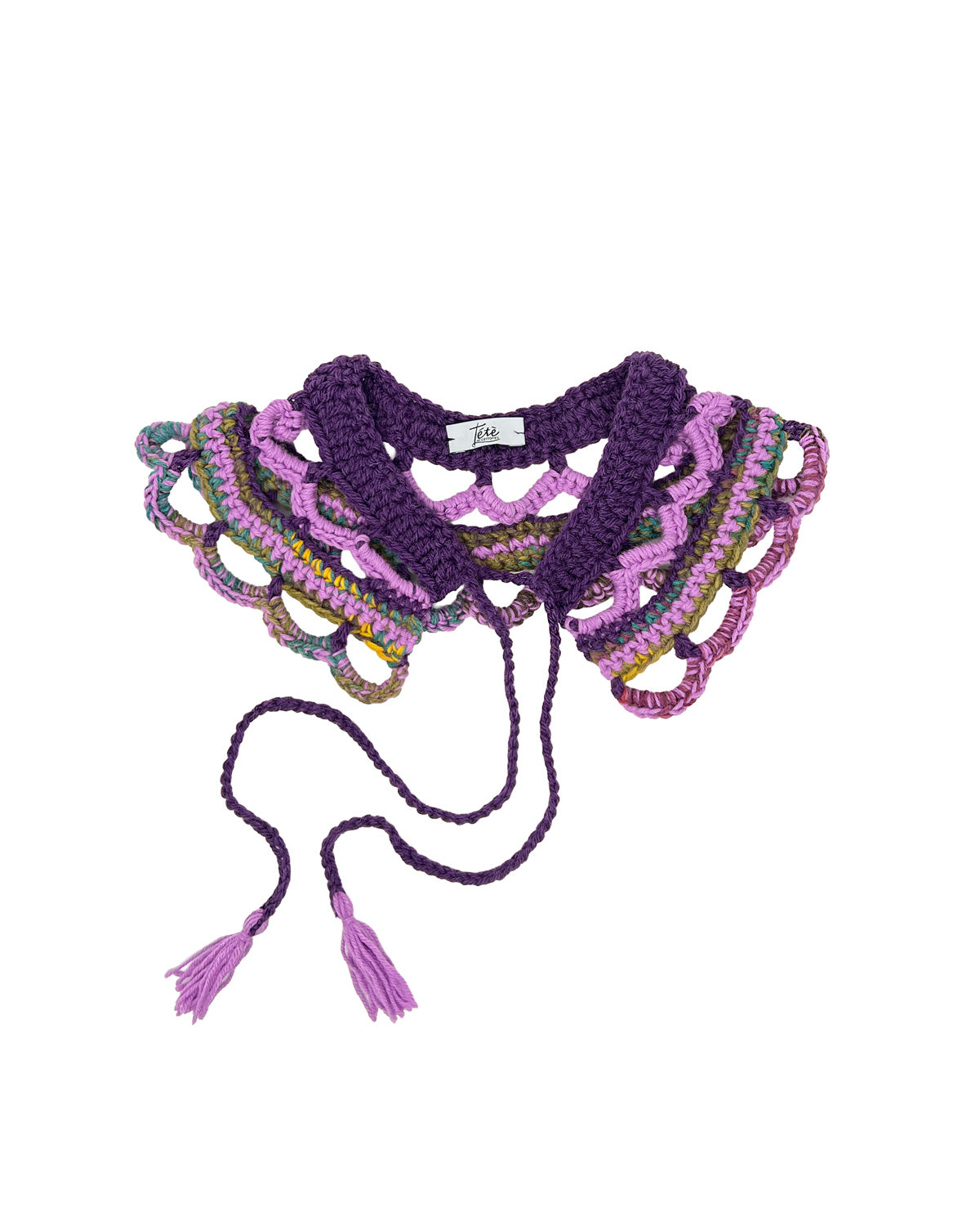 Purple and lilac wool crocheted collar