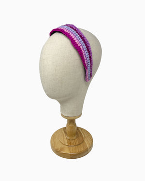 Striped crochet wool hairband