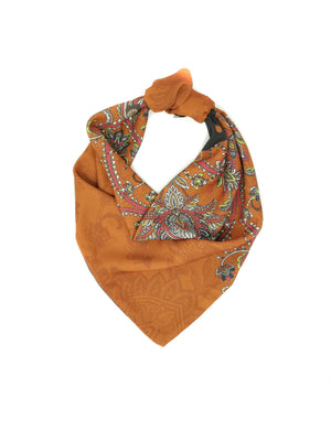 Camel paisley/pois patterned crepe bandana