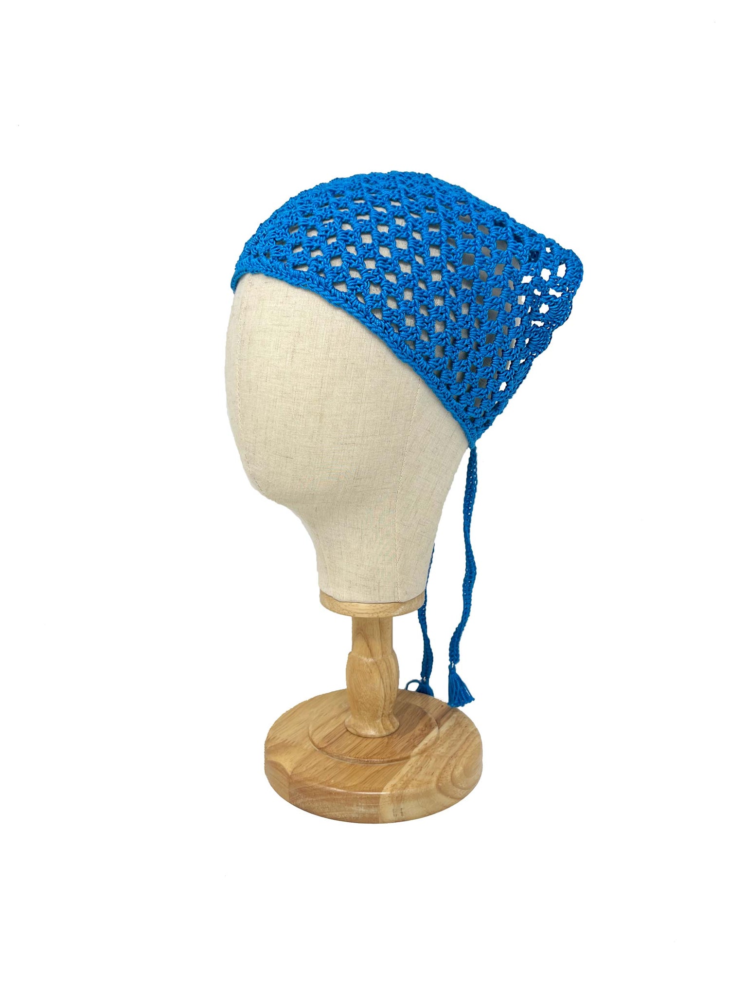 Blue crochet bandana