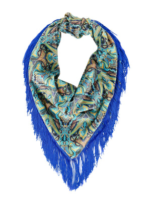 Paisley-patterned velvet bandana with fringes