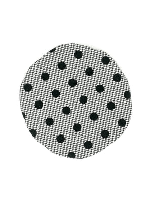 Pied de poule wool beret with velvet polka dots