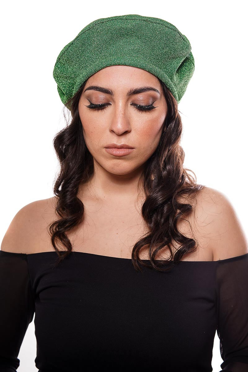 Light green lurex beret