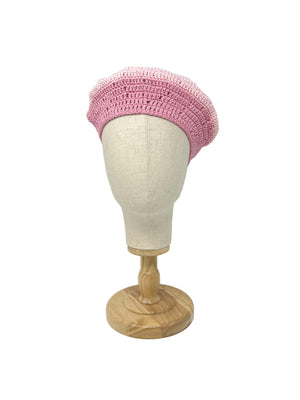Pink shaded crocheted beret