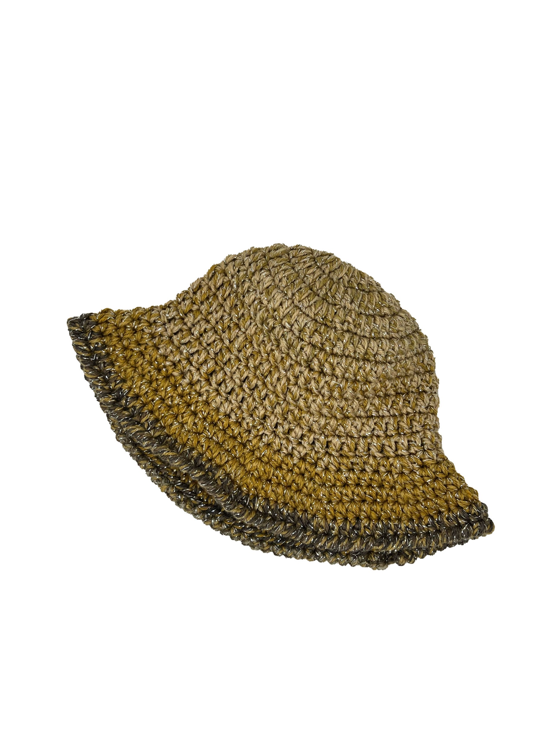 Beige shaded wool crochet bucket hat