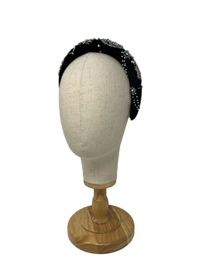 "Astra" black velvet embroidered hairband