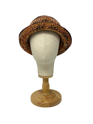 Brown melange wool crochet bucket hat