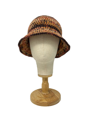 Brown melange wool crochet bucket hat