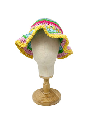 Pastels striped handmade crocheted hat