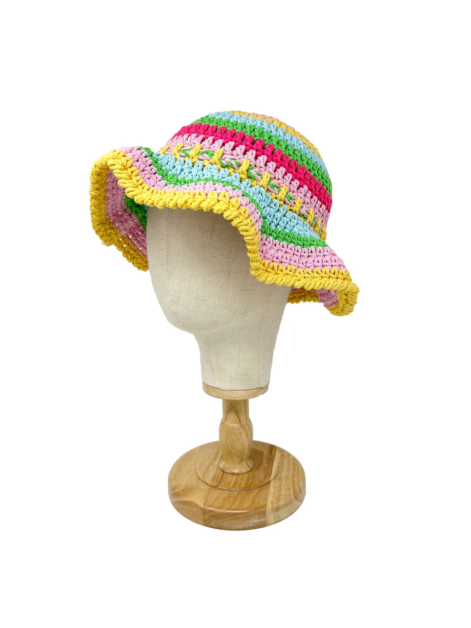 Pastels striped handmade crocheted hat