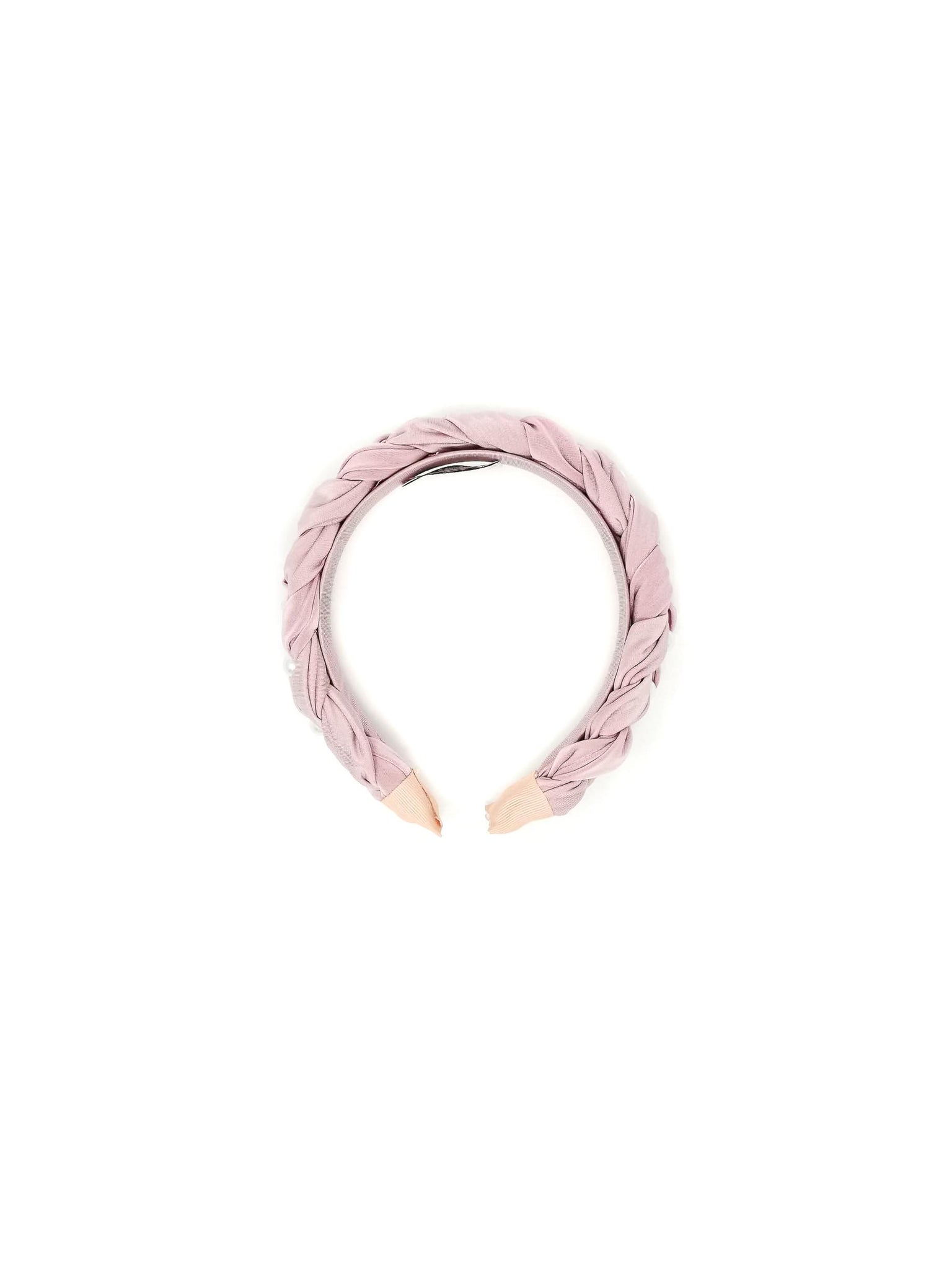 "Frida" pink jersey braided hairband with pearls