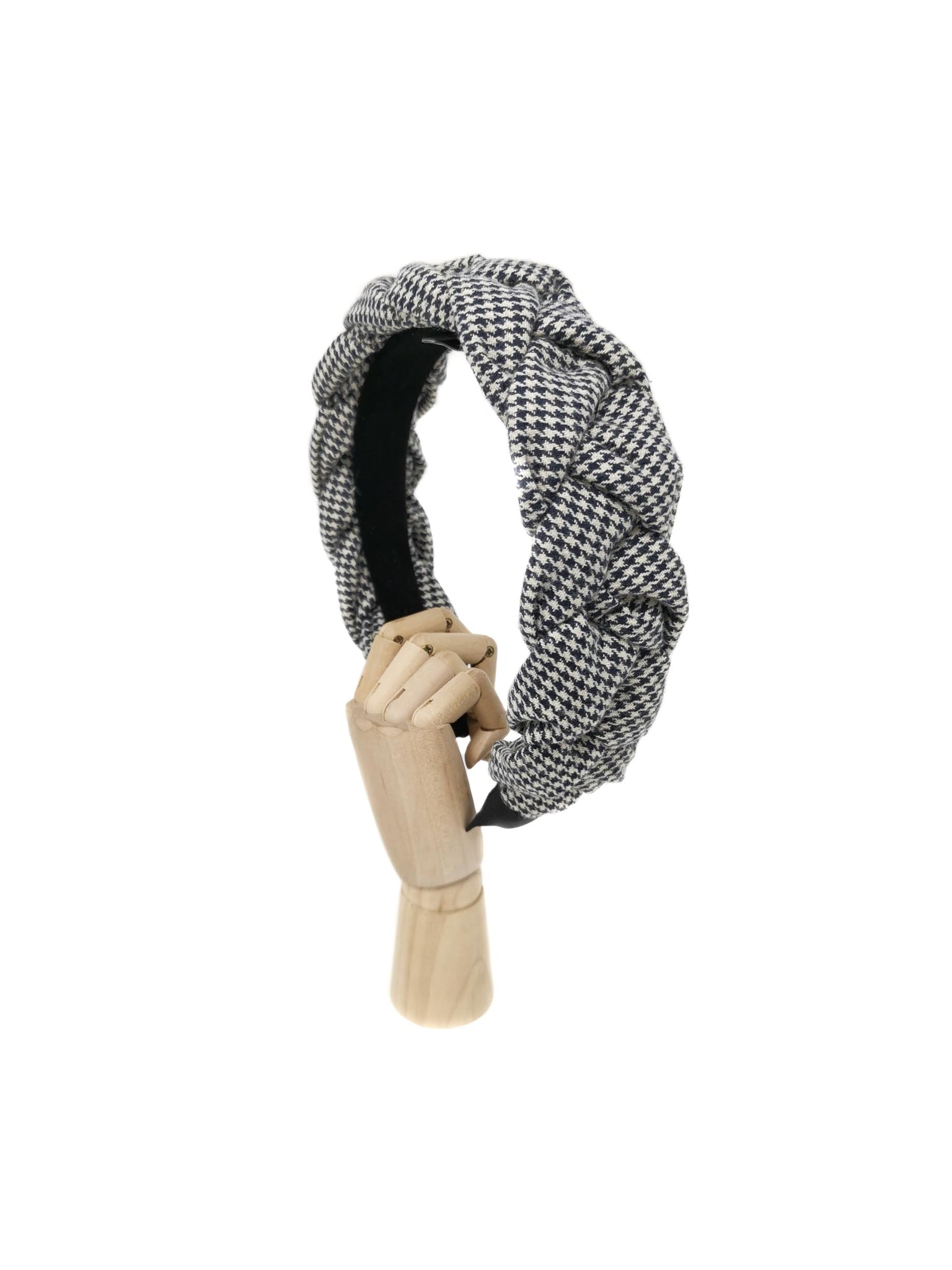 "Frida" pied de poule wool braided hairband