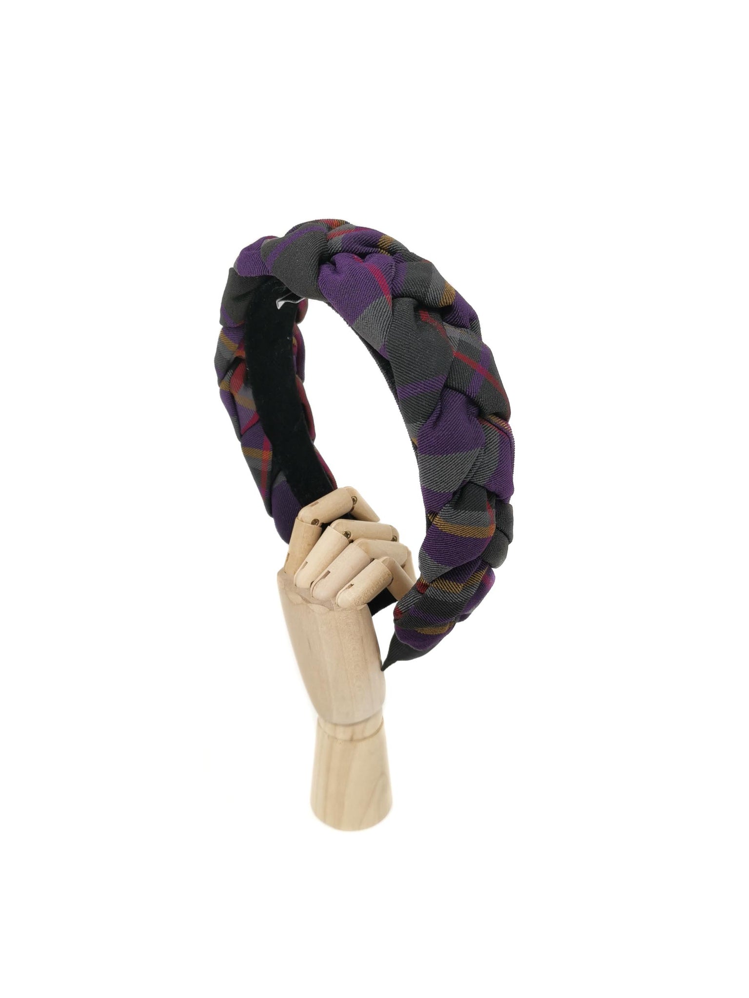 "Frida" purple tartan wool braided hairband