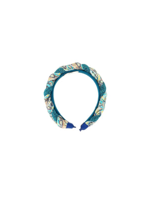 Frida hairband with light blue paisley-patterned velvet braid