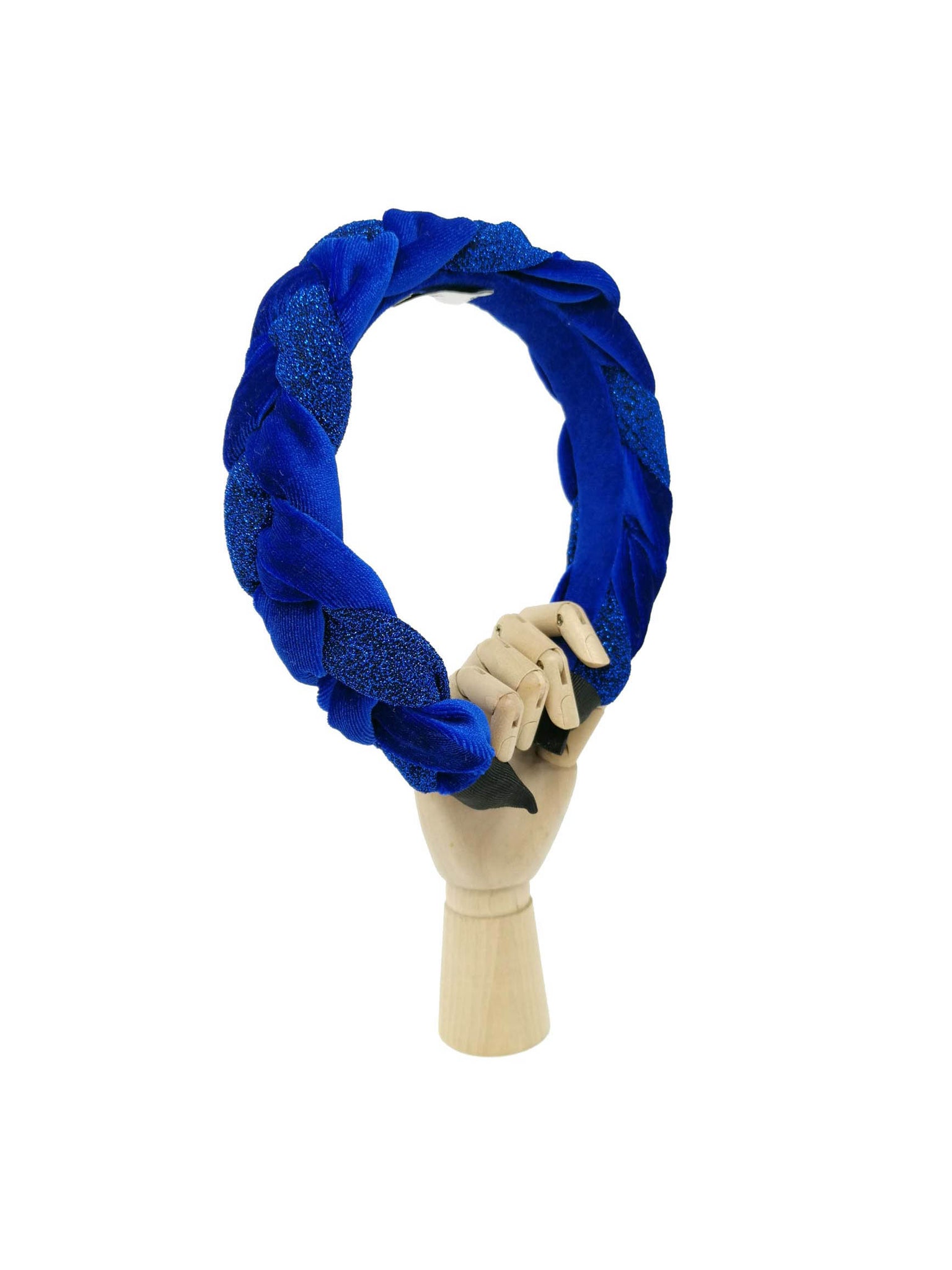 "Frida" eletric blu velvet and lurex braided hairband