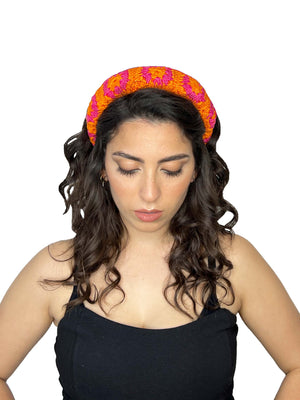 Fuxia and orange crochet padded headband