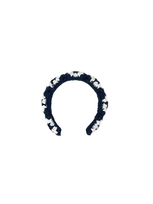 Midnight blue and white crochet headband