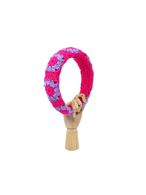 Fuxia and lilac crochet padded hairband