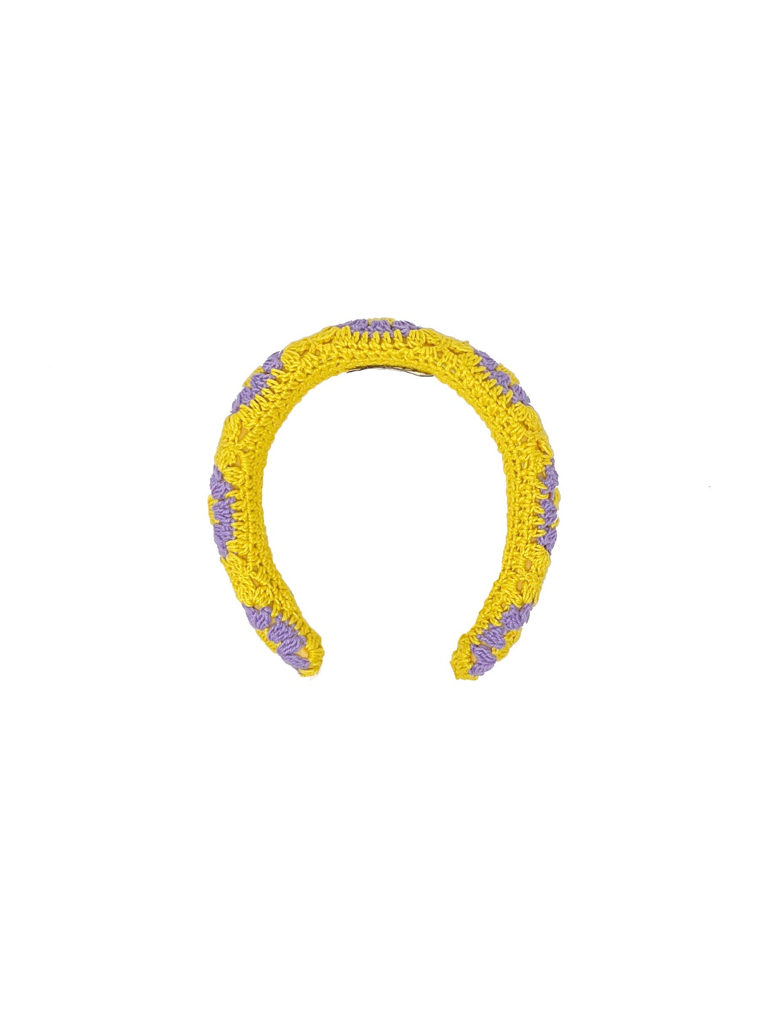 Yellow and lilac crochet padded hairband