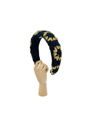 Black and lurex gold padded hairband