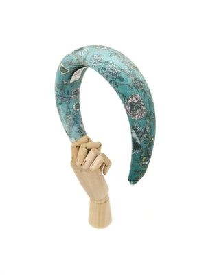 Padded velvet headband with bird pattern