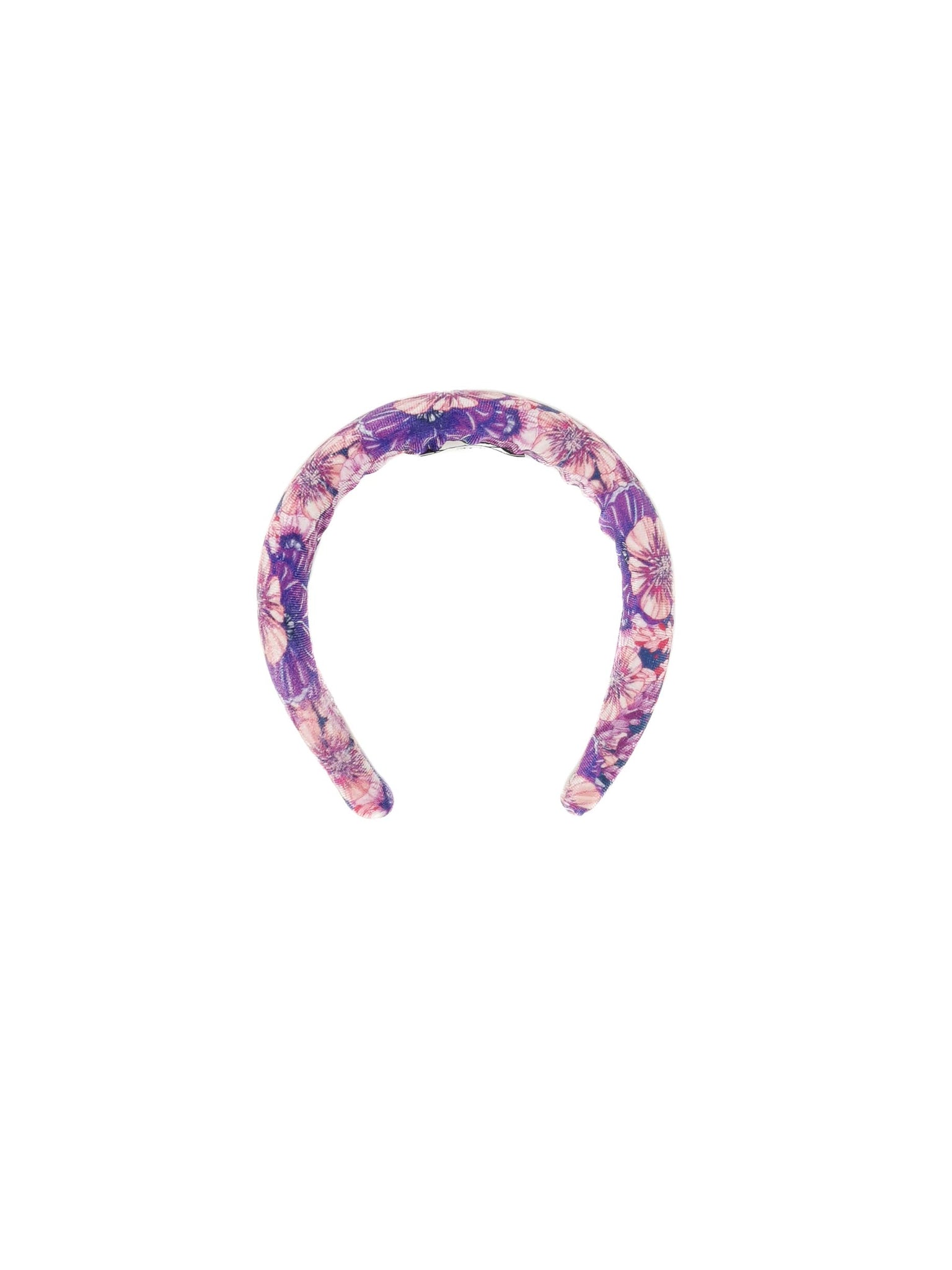 Purple flower patterned velvet padded headband